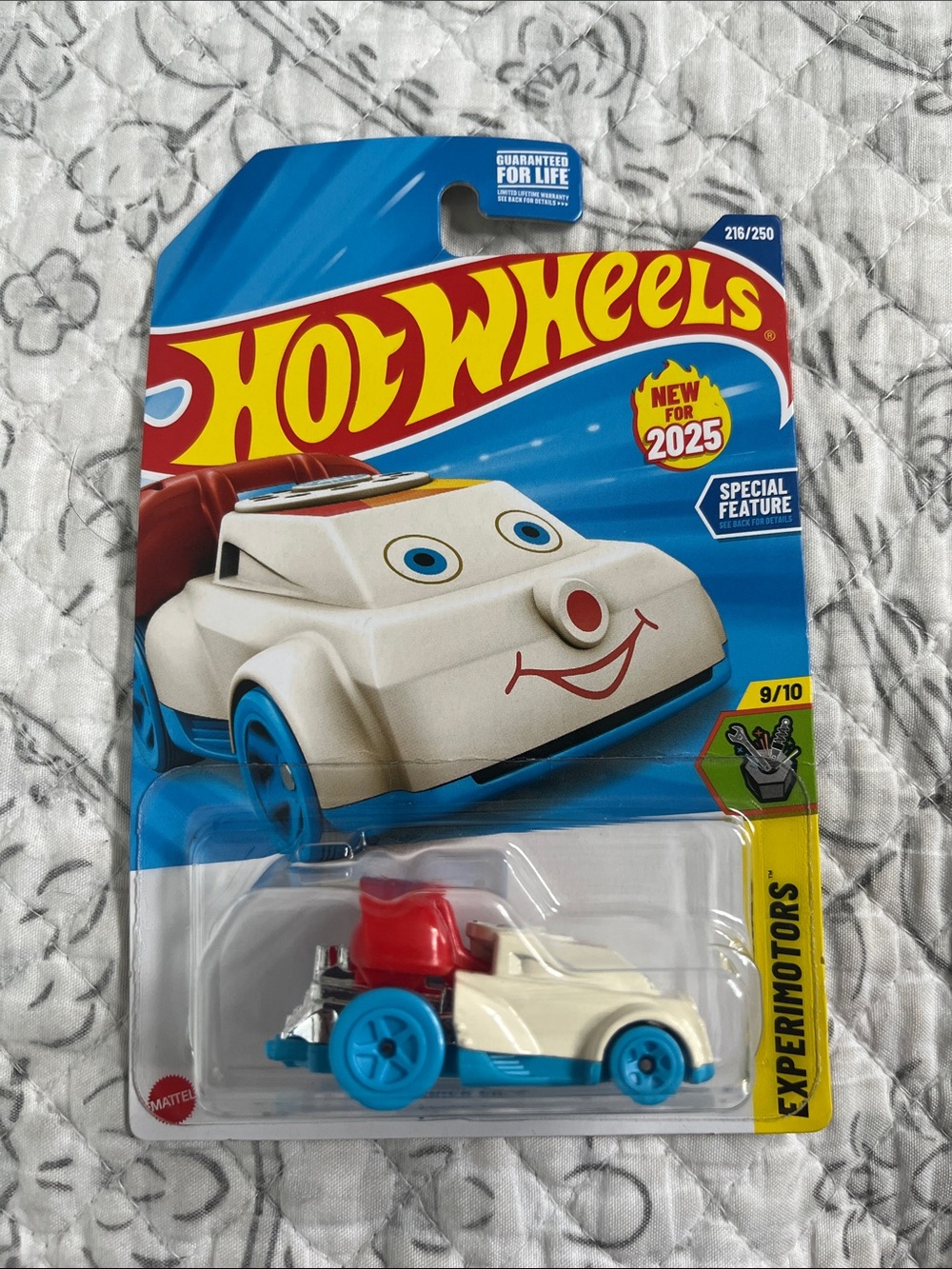 Hot Wheels Kids Cartoon Car - White & Blue with Red Accent